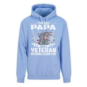 I'm A Dad Papa And A Veteran Nothing Scares Me Fathers Day Gift Unisex Surf Hoodie