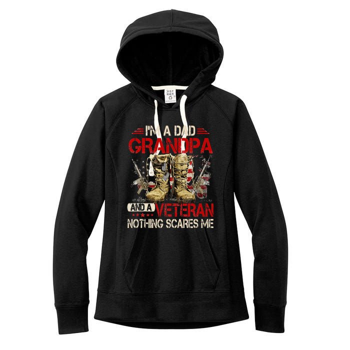 Im A Dad Grandpa And A Veteran American Flag Gists For Dad Women's Fleece Hoodie