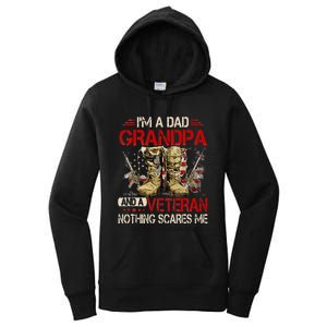 Im A Dad Grandpa And A Veteran American Flag Gists For Dad Women's Pullover Hoodie