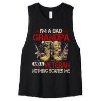 Im A Dad Grandpa And A Veteran American Flag Gists For Dad Women's Racerback Cropped Tank