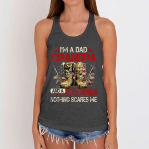 Im A Dad Grandpa And A Veteran American Flag Gists For Dad Women's Knotted Racerback Tank