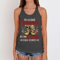 Im A Dad Grandpa And A Veteran American Flag Gists For Dad Women's Knotted Racerback Tank