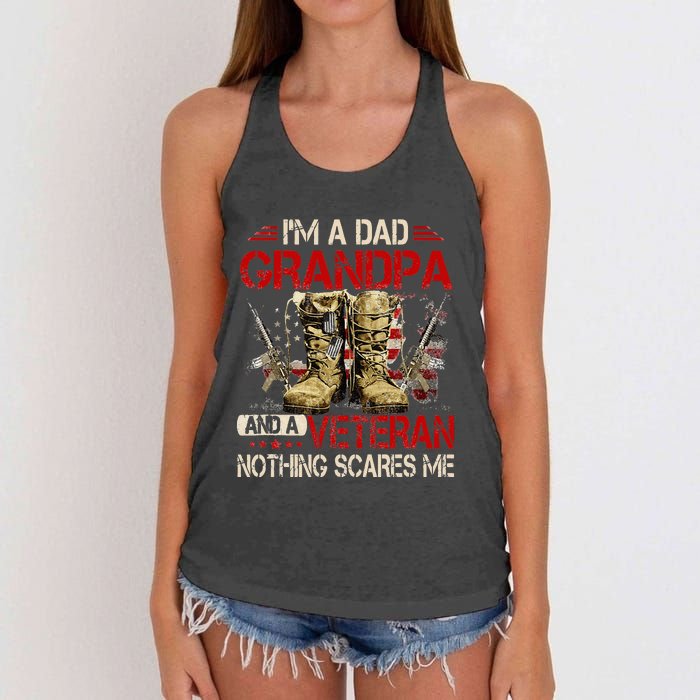 Im A Dad Grandpa And A Veteran American Flag Gists For Dad Women's Knotted Racerback Tank