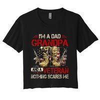 Im A Dad Grandpa And A Veteran American Flag Gists For Dad Women's Crop Top Tee