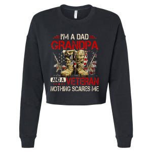 Im A Dad Grandpa And A Veteran American Flag Gists For Dad Cropped Pullover Crew