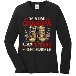 Im A Dad Grandpa And A Veteran American Flag Gists For Dad Ladies Long Sleeve Shirt