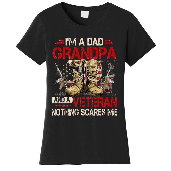 Im A Dad Grandpa And A Veteran American Flag Gists For Dad Women's T-Shirt