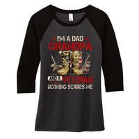 Im A Dad Grandpa And A Veteran American Flag Gists For Dad Women's Tri-Blend 3/4-Sleeve Raglan Shirt