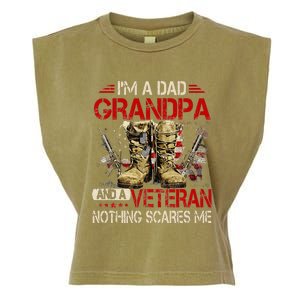 Im A Dad Grandpa And A Veteran American Flag Gists For Dad Garment-Dyed Women's Muscle Tee