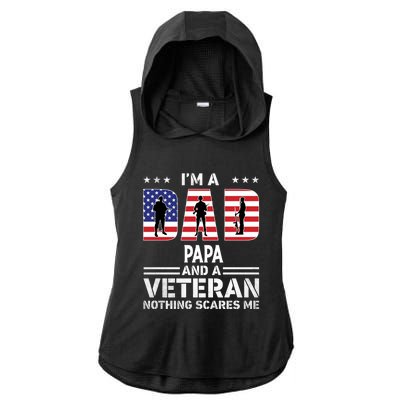 I'm A Dad Papa And A Veteran Gift Flag Usa Father's Day Gift Ladies PosiCharge Tri-Blend Wicking Draft Hoodie Tank