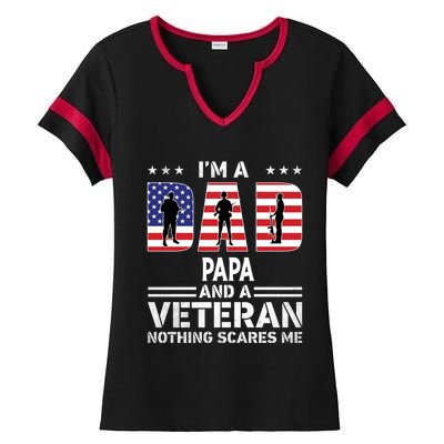 I'm A Dad Papa And A Veteran Gift Flag Usa Father's Day Gift Ladies Halftime Notch Neck Tee