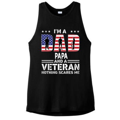 I'm A Dad Papa And A Veteran Gift Flag Usa Father's Day Gift Ladies PosiCharge Tri-Blend Wicking Tank