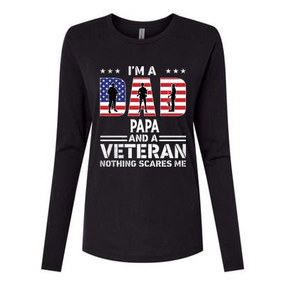 I'm A Dad Papa And A Veteran Gift Flag Usa Father's Day Gift Womens Cotton Relaxed Long Sleeve T-Shirt