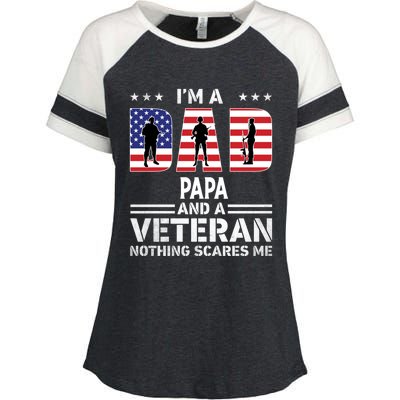 I'm A Dad Papa And A Veteran Gift Flag Usa Father's Day Gift Enza Ladies Jersey Colorblock Tee