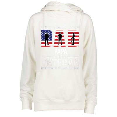 I'm A Dad Papa And A Veteran Gift Flag Usa Father's Day Gift Womens Funnel Neck Pullover Hood