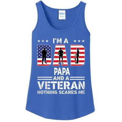 I'm A Dad Papa And A Veteran Gift Flag Usa Father's Day Gift Ladies Essential Tank