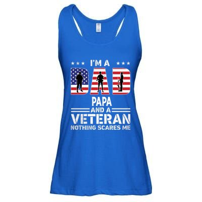 I'm A Dad Papa And A Veteran Gift Flag Usa Father's Day Gift Ladies Essential Flowy Tank