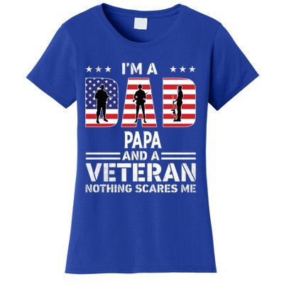 I'm A Dad Papa And A Veteran Gift Flag Usa Father's Day Gift Women's T-Shirt