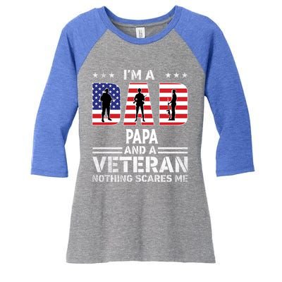 I'm A Dad Papa And A Veteran Gift Flag Usa Father's Day Gift Women's Tri-Blend 3/4-Sleeve Raglan Shirt