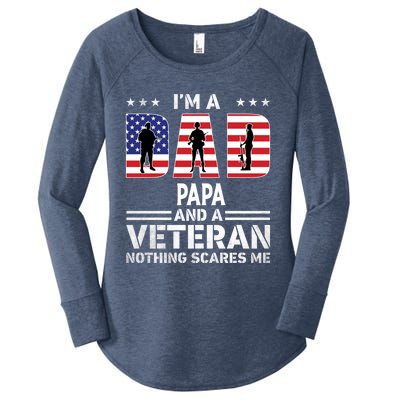 I'm A Dad Papa And A Veteran Gift Flag Usa Father's Day Gift Women's Perfect Tri Tunic Long Sleeve Shirt