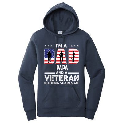 I'm A Dad Papa And A Veteran Gift Flag Usa Father's Day Gift Women's Pullover Hoodie