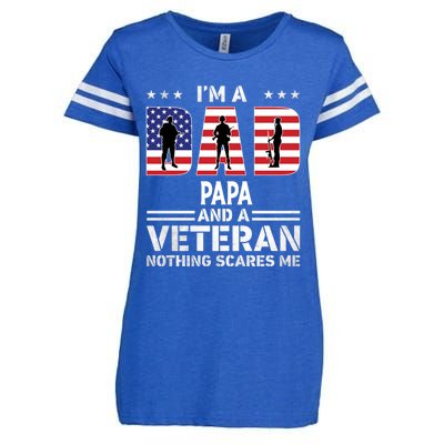 I'm A Dad Papa And A Veteran Gift Flag Usa Father's Day Gift Enza Ladies Jersey Football T-Shirt