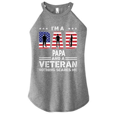 I'm A Dad Papa And A Veteran Gift Flag Usa Father's Day Gift Women's Perfect Tri Rocker Tank