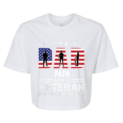 I'm A Dad Papa And A Veteran Gift Flag Usa Father's Day Gift Bella+Canvas Jersey Crop Tee