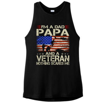 IM A Dad Papa And Veteran Funny Retro Dad Papa Grandpa Ladies PosiCharge Tri-Blend Wicking Tank