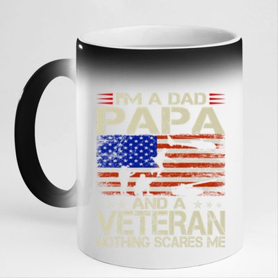 IM A Dad Papa And Veteran Funny Retro Dad Papa Grandpa 11oz Black Color Changing Mug