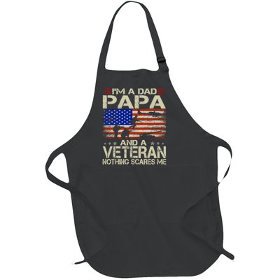 IM A Dad Papa And Veteran Funny Retro Dad Papa Grandpa Full-Length Apron With Pockets