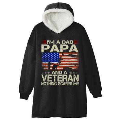 IM A Dad Papa And Veteran Funny Retro Dad Papa Grandpa Hooded Wearable Blanket