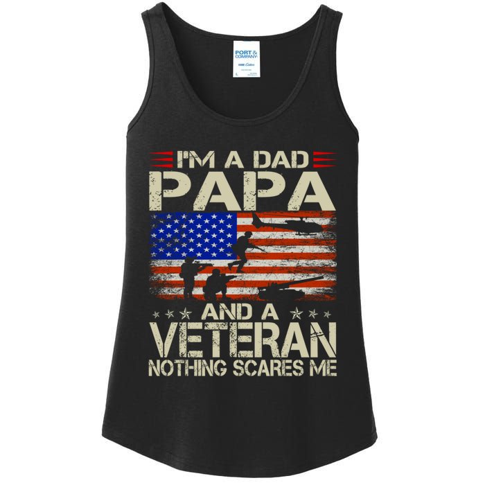 IM A Dad Papa And Veteran Funny Retro Dad Papa Grandpa Ladies Essential Tank