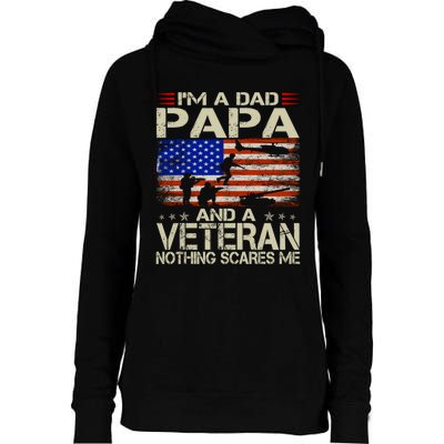 IM A Dad Papa And Veteran Funny Retro Dad Papa Grandpa Womens Funnel Neck Pullover Hood