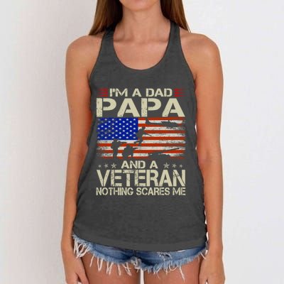 IM A Dad Papa And Veteran Funny Retro Dad Papa Grandpa Women's Knotted Racerback Tank