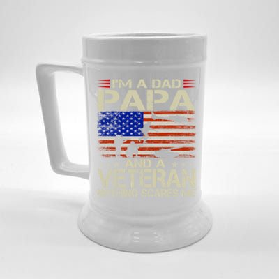 IM A Dad Papa And Veteran Funny Retro Dad Papa Grandpa Beer Stein