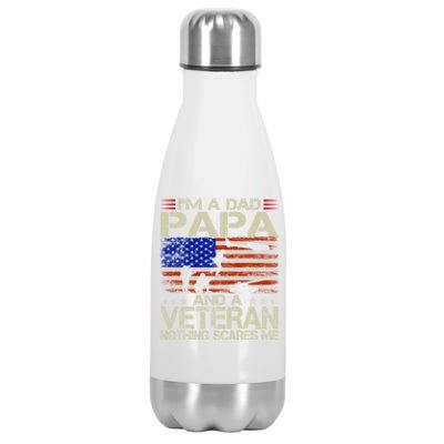 IM A Dad Papa And Veteran Funny Retro Dad Papa Grandpa Stainless Steel Insulated Water Bottle