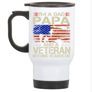 IM A Dad Papa And Veteran Funny Retro Dad Papa Grandpa Stainless Steel Travel Mug