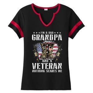 Im A Dad Grandpa And A Veteran Nothing Scares Me Ladies Halftime Notch Neck Tee