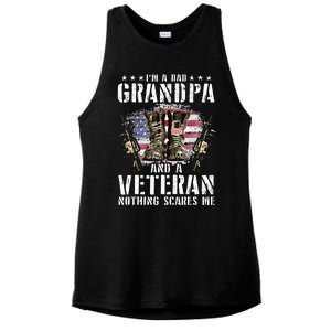 Im A Dad Grandpa And A Veteran Nothing Scares Me Ladies PosiCharge Tri-Blend Wicking Tank