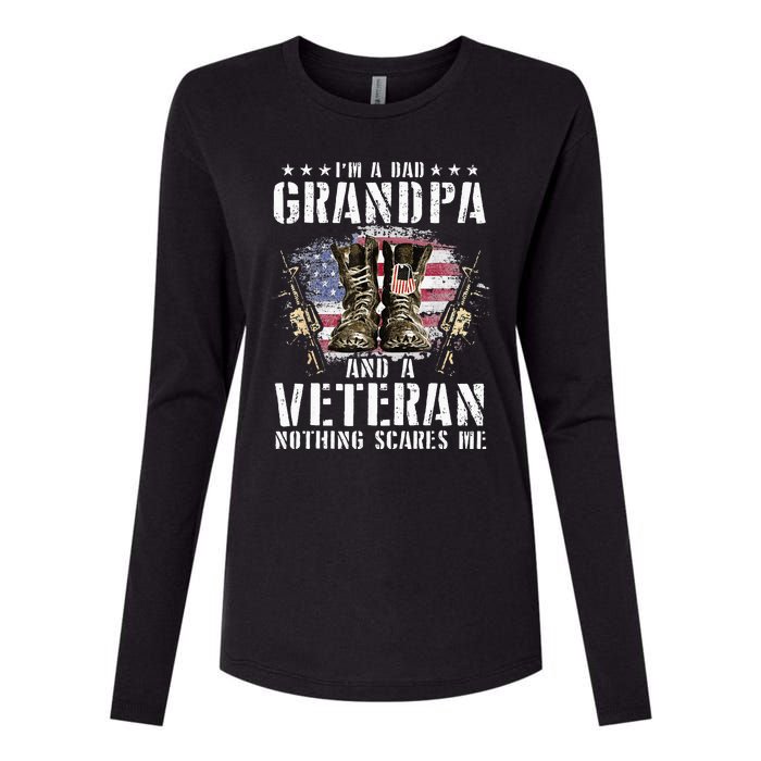 Im A Dad Grandpa And A Veteran Nothing Scares Me Womens Cotton Relaxed Long Sleeve T-Shirt