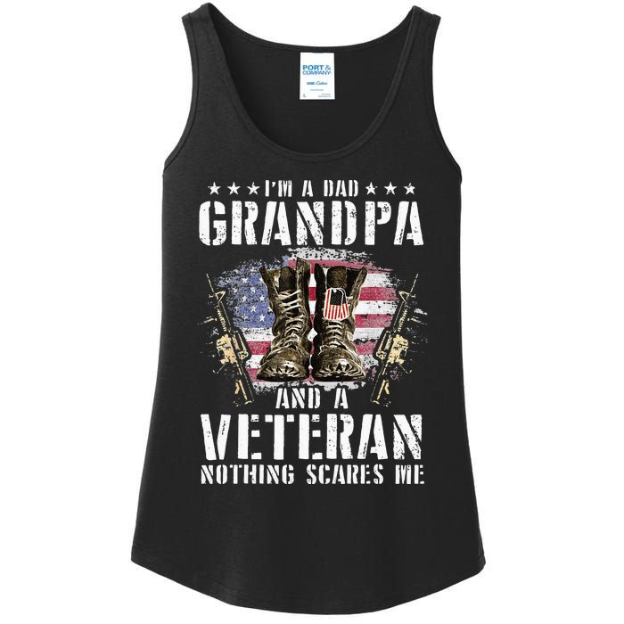 Im A Dad Grandpa And A Veteran Nothing Scares Me Ladies Essential Tank