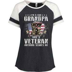 Im A Dad Grandpa And A Veteran Nothing Scares Me Enza Ladies Jersey Colorblock Tee