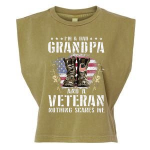 Im A Dad Grandpa And A Veteran Nothing Scares Me Garment-Dyed Women's Muscle Tee