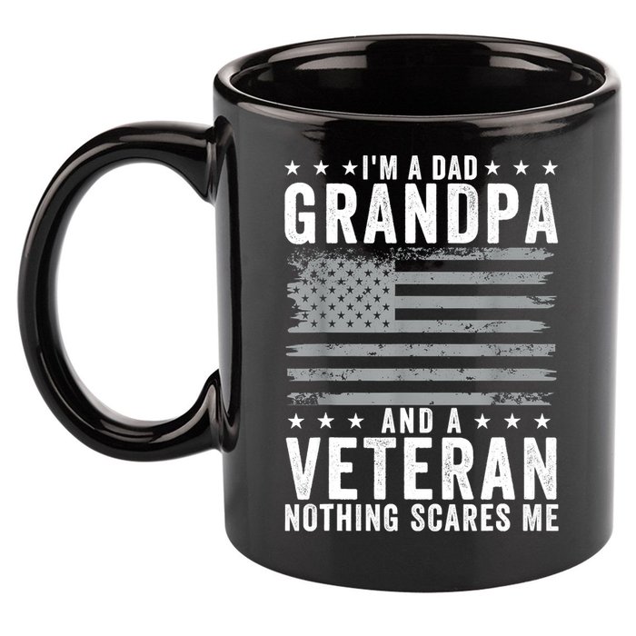 Im A Dad Grandpa And Veteran Fathers Day Papa Grandpa 11oz C Handle Ceramic Mug
