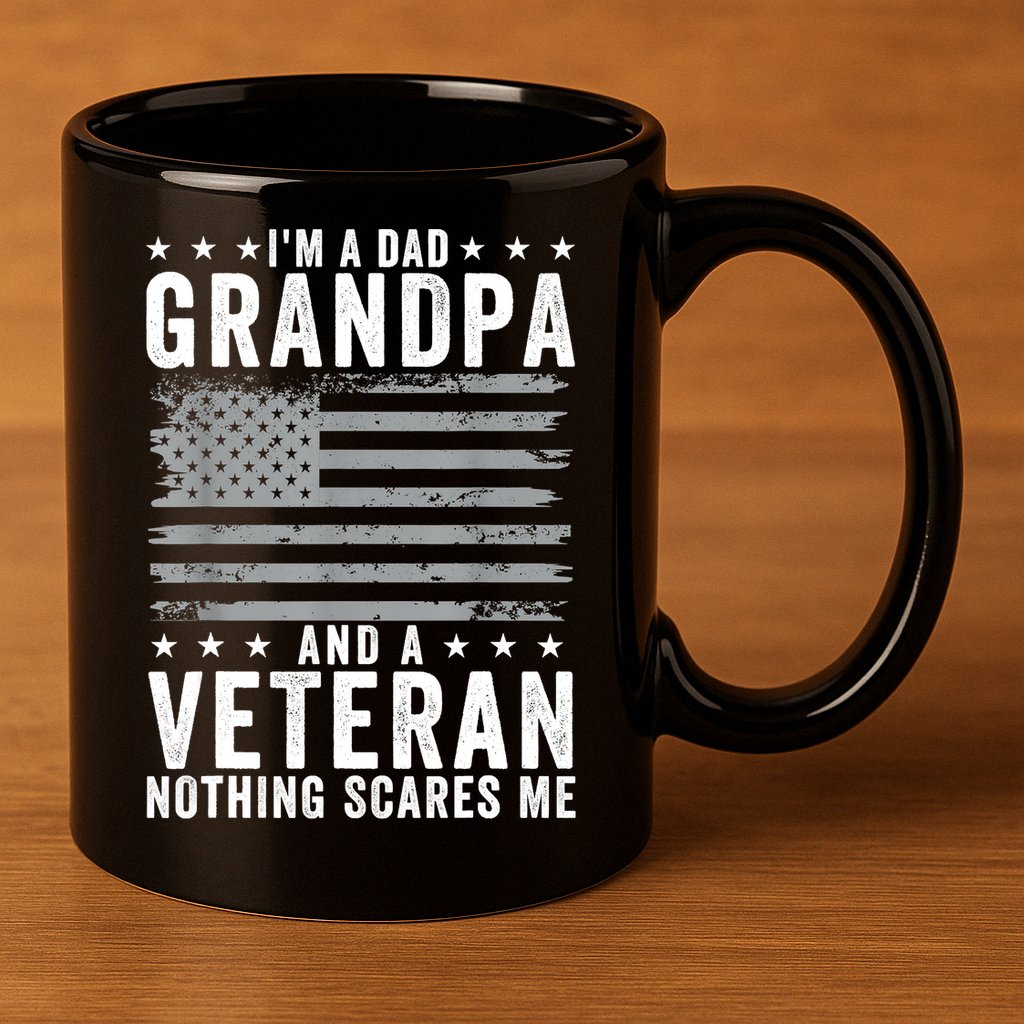 Im A Dad Grandpa And Veteran Fathers Day Papa Grandpa 11oz C Handle Ceramic Mug