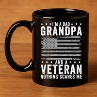 Im A Dad Grandpa And Veteran Fathers Day Papa Grandpa 11oz C Handle Ceramic Mug