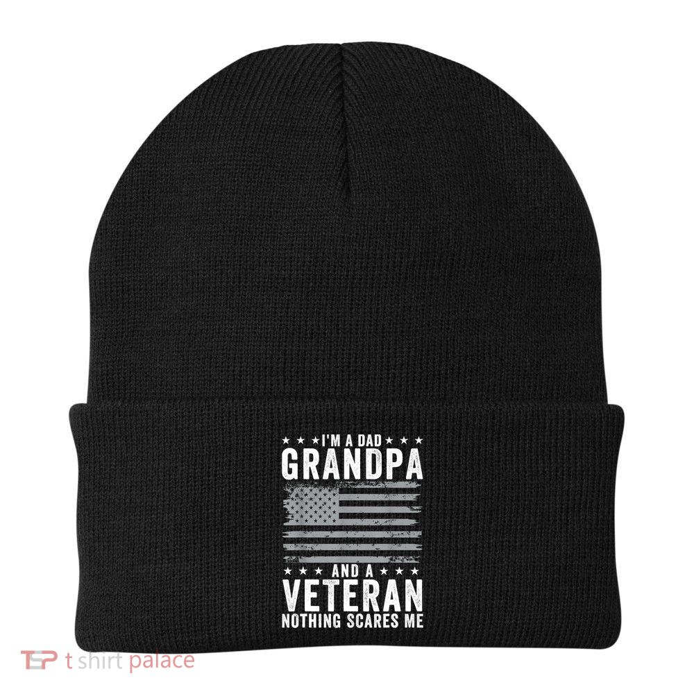 Im A Dad Grandpa And Veteran Fathers Day Papa Grandpa Beanie