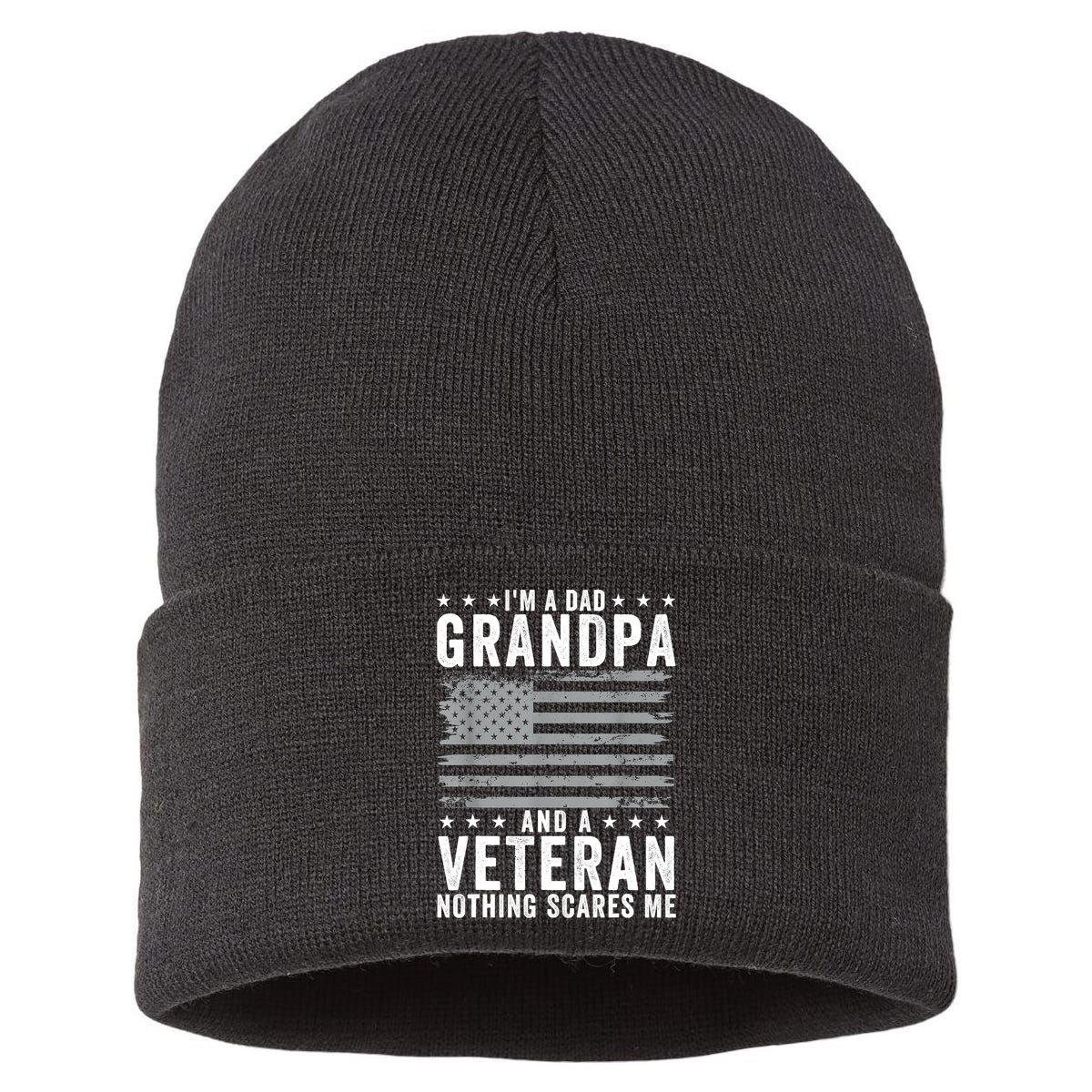 Im A Dad Grandpa And Veteran Fathers Day Papa Grandpa Sustainable Knit Beanie