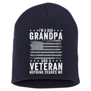 Im A Dad Grandpa And Veteran Fathers Day Papa Grandpa Short Acrylic Beanie